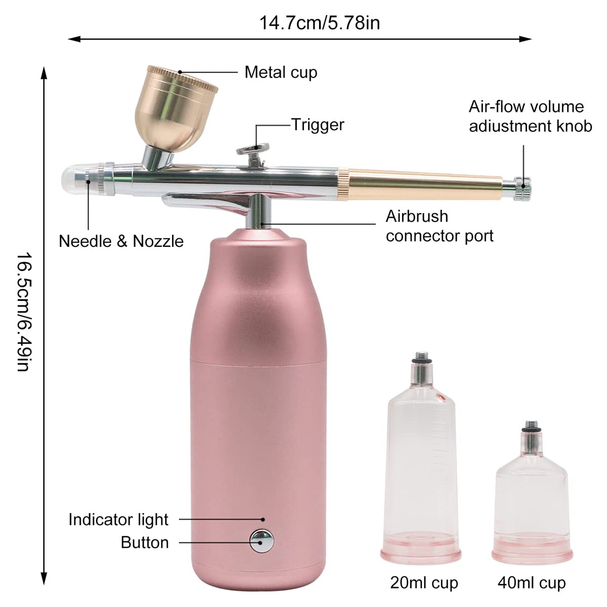 HASTHIP® Airbrush Makeup Machine with 2 Capacity Cups, Airbrush Kit, Handheld Airbrush Gun Kit, Rechargeable Cordless Nail Airbrush Kit for Model Makeup Nail Art Tattoos Crafts Cake Cosmetics DIY Tool HASTHIP® Airbrush Makeup Machine with 2 Capacity Cups, Airbrush Kit, Handheld Airbrush Gun Kit, Rechargeable Cordless Nail Airbrush Kit for Model Makeup Nail Art Tattoos Crafts Cake Cosmetics DIY Tool